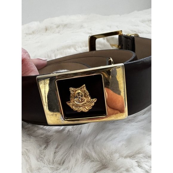 Code Azure Brown Leather Belt Made in Italy Size 36 Adornments Italy Unisex - Picture 2 of 5